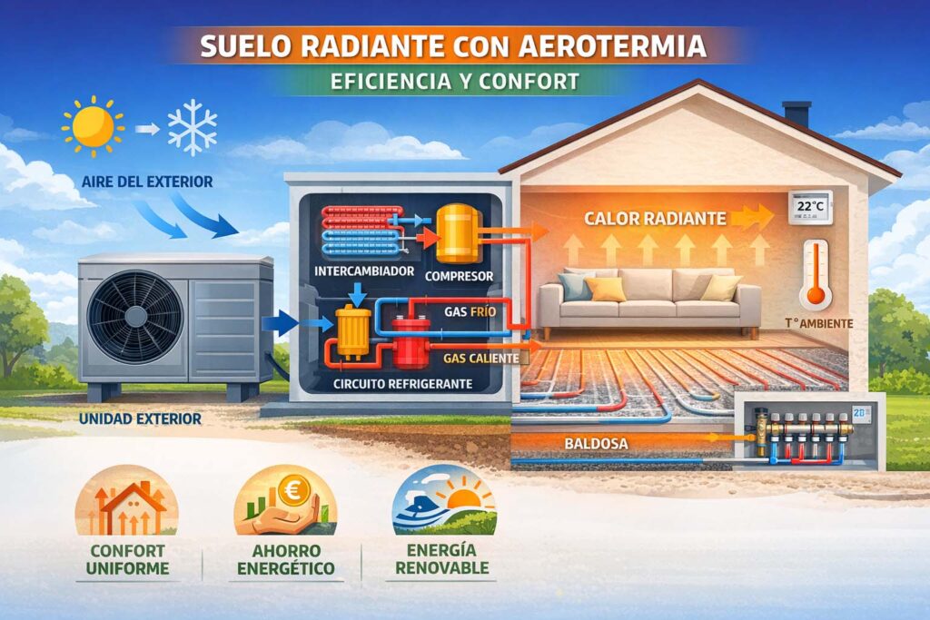 aerotermia y suelo radiante